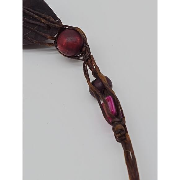 Tribal Plum Purple Artisan Tagua Nut Wrapped Bead Necklace Button Toggle Closure - Picture 14 of 16